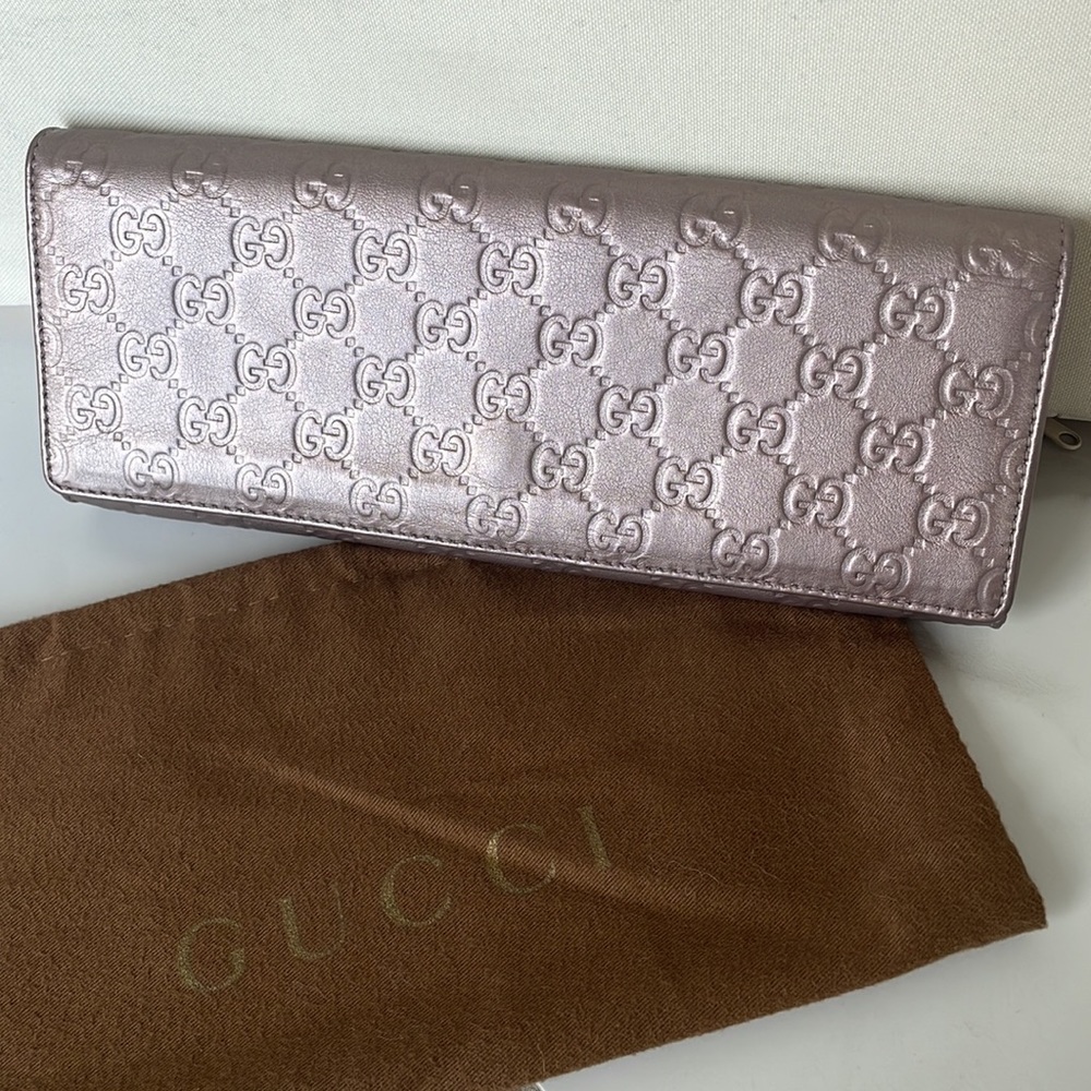 Gucci Metallic GG Leather Continental Wallet